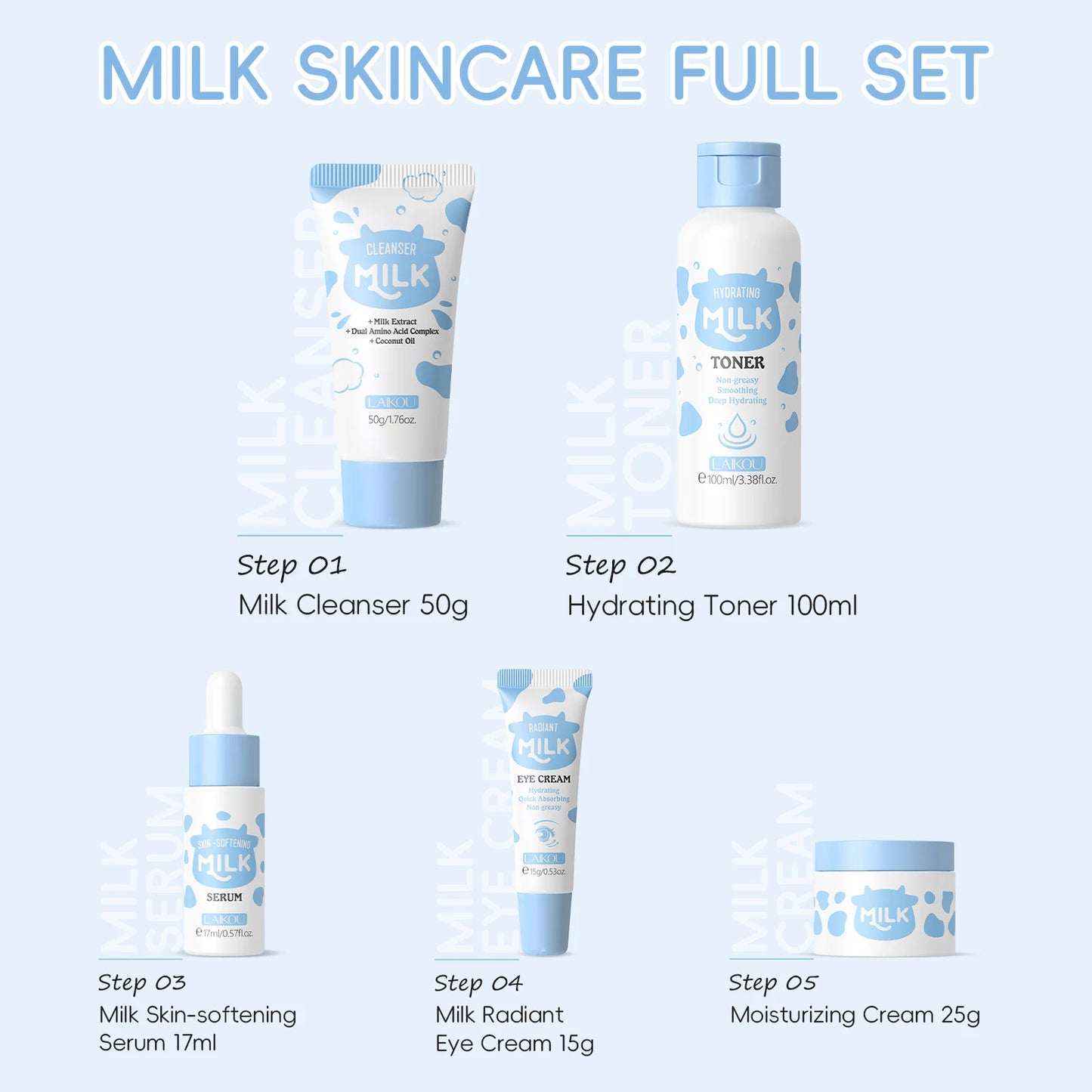 LAIKOU Milk Glowing Skincare Set
