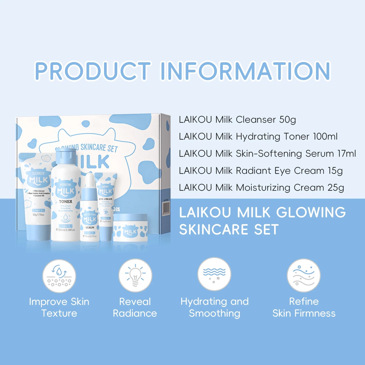 LAIKOU Milk Glowing Skincare Set